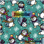 PRE-ORDER. Winter Penguins fabric. By METER