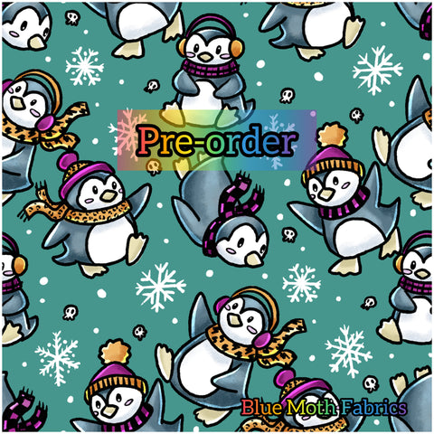 PRE-ORDER. Winter Penguins fabric. By METER