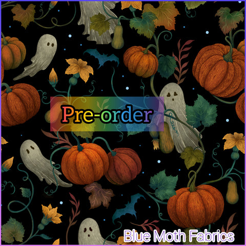 PRE-ORDER. Ghost Autumn Garden. faux leather / vinyl fabric. 39x130cm