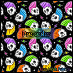 PRE-ORDER. Punk rainbow skulls 2 fabric. By METER