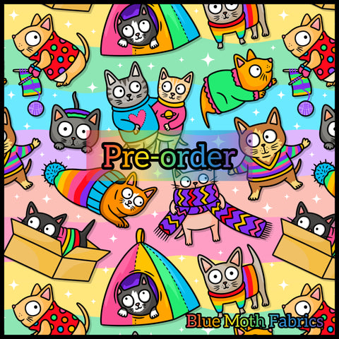 PRE-ORDER. Winter Cats fabric. By METER