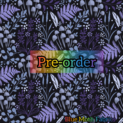 PRE-ORDER. Minimal floral dark lilac fabric. By METER