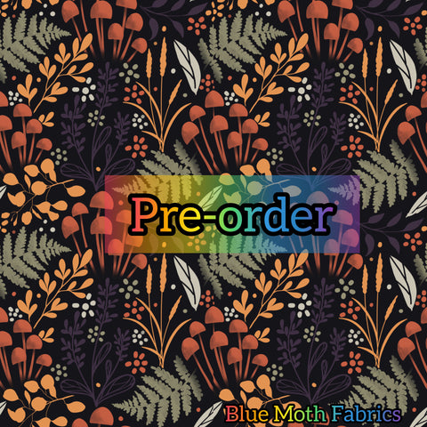 PRE-ORDER. Minimal floral orange Autumn fabric. By METER