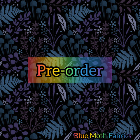 PRE-ORDER. Minimal floral dark violet fabric. By METER