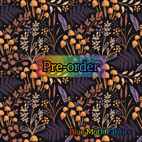 PRE-ORDER. Minimal floral orange plum fabric. By METER