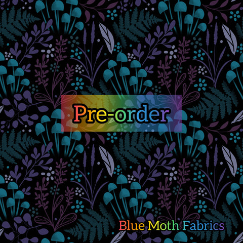 PRE-ORDER. Minimal floral teal plum fabric. By METER