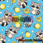 PRE-ORDER. Raccoon Lemons fabric. By METER