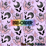 PRE-ORDER. Pink Moon Bats fabric. By METER