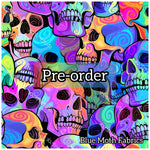 PRE-ORDER. Trippy Rainbow Skulls fabric. By METER - BlueMothFabrics