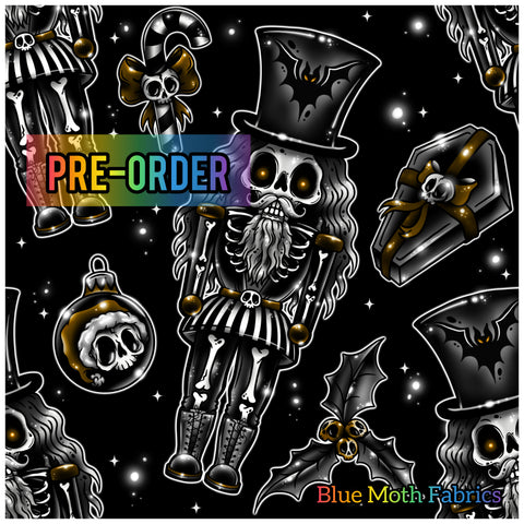 PRE-ORDER. Skeleton Christmas fabric. By METER