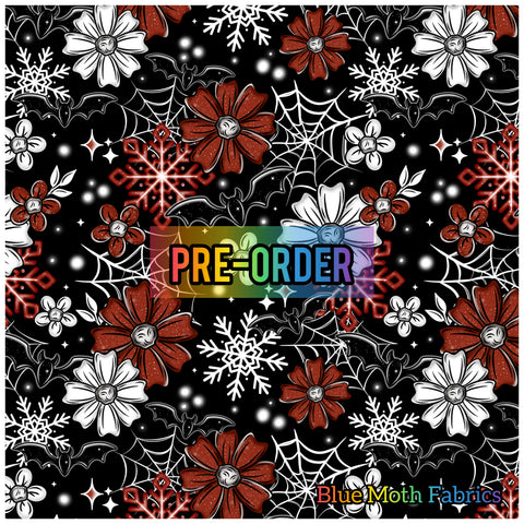 PRE-ORDER. Christmas Flowers fabric. By METER