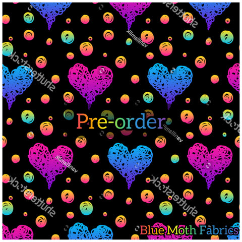 PRE-ORDER. Doodle hearts 2. fabric. By METER