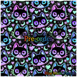 PRE-ORDER. Neon effect cats fabric. By METER