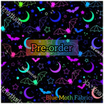 PRE-ORDER. Rainbow Minimal Bats fabric. By METER - BlueMothFabrics
