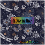 PRE-ORDER. Navy Floral fabric. By METER - BlueMothFabrics