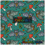 PRE-ORDER. Mushroom Bats fabric. By METER - BlueMothFabrics