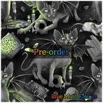 PRE-ORDER. Demon Kitty Cat fabric. By METER - BlueMothFabrics