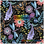PRE-ORDER. Bright Spooky Flowers fabric. By METER - BlueMothFabrics
