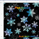 PRE-ORDER. Ice Blue Snowflakes Faux leather / vinyl fabric. 40x130cm