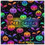 PRE-ORDER. Neon Halloween Bats Faux leather / vinyl fabric. 40x130cm