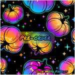 PRE-ORDER. Neon Pumpkins Faux leather / vinyl fabric. 40x130cm