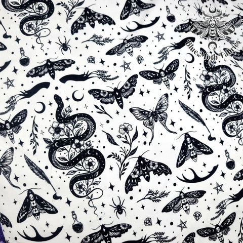 Serpent and Moth White 220gsm jersey fabrics