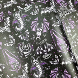 Bats Day Faux leather / vinyl fabric. 39x66cm roll