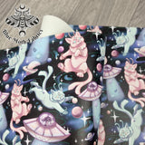 UFO space cats Faux leather / vinyl fabric. 39x66cm roll