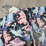 UFO space cats Faux leather / vinyl fabric. 39x66cm roll