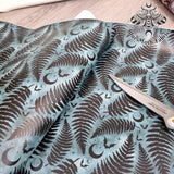 Green Ferns Faux leather / vinyl fabric. 39x66cm roll