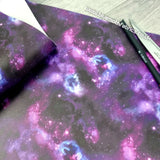 Purple Galaxy Faux leather / vinyl fabric. 39x66cm roll