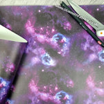 Purple Galaxy Faux leather / vinyl fabric. 39x66cm roll