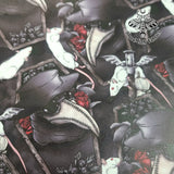 Plague Doctor red roses rat Faux leather / vinyl fabric. 39x66cm roll