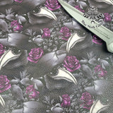 Plague Doctor Purple Roses Texture Faux leather / vinyl fabric. 39x66cm roll