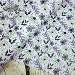 Floral bats Lilac Faux leather / vinyl fabric. 39x66cm roll