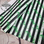 Beetlejuice stripes Faux leather / vinyl fabric. 39x66cm roll - BlueMothFabrics