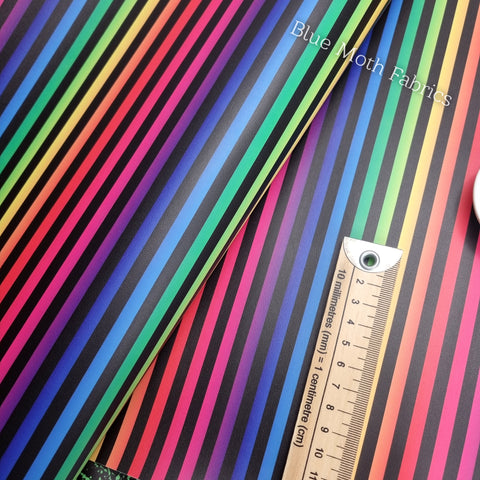 Rainbow Stripes Faux leather / vinyl fabric. 39x66cm roll