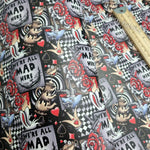 Alice In Wonderland We're Mad Faux leather / vinyl fabric. 39x66cm roll