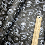 Skulls and Ravens Faux leather / vinyl fabric. 39x66cm roll