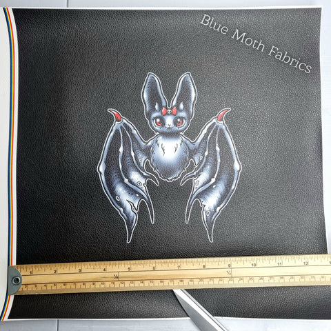 Hexmas Bat textured Faux leather / vinyl fabric. 33x33cm PANEL