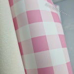 59X45cm PRE-CUT. Barbie Pink Gingham Faux leather / vinyl fabric.