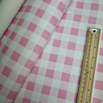 59X45cm PRE-CUT. Barbie Pink Gingham Faux leather / vinyl fabric.