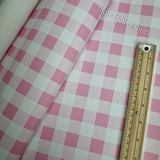 59X45cm PRE-CUT. Barbie Pink Gingham Faux leather / vinyl fabric.