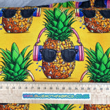 1m BOLT END. Pineapple Summer jersey fabric - BlueMothFabrics