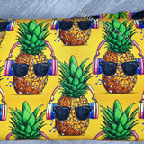 1m BOLT END. Pineapple Summer jersey fabric - BlueMothFabrics