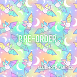 PRE-ORDER. Pastel Rainbow bats Faux leather / vinyl fabric. 40x130cm