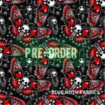 PRE-ORDER. Death Moth Red Faux leather / vinyl fabric. 40x130cm