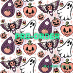 PRE-ORDER. Halloween Ghost Faux leather / vinyl fabric. 40x130cm