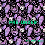 PRE-ORDER. Lilac Coffin Bats Fabric. By METER - BlueMothFabrics