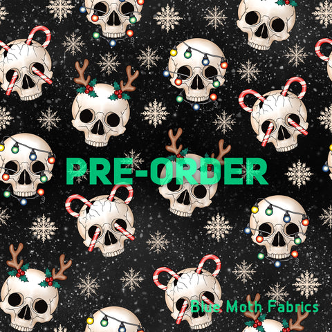PRE-ORDER. Christmas skulls fabric. By METER